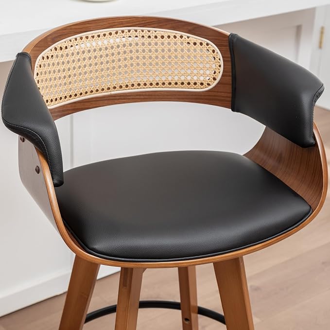 Set of 2 Rattan Swivel Counter Stools - Image 7