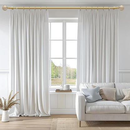 QDWIS Gold Curtain Rods for Windows 72 to 144 inch, Rustic Decorative Drapery - Image 2