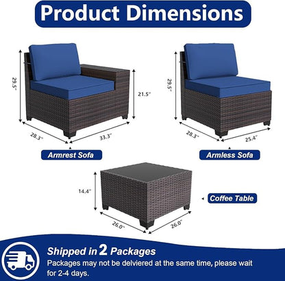 Outdoor Patio Furniture Set, 6 Pieces Outdoor Sectional Furniture High Backrest - Image 2