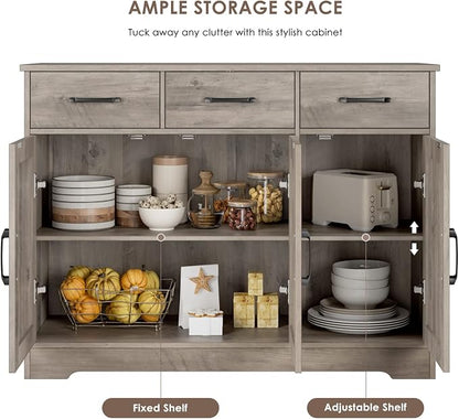 HOSTACK Modern Farmhouse Buffet Sideboard Cabinet, Barn Doors Storage Cabinet - Image 8
