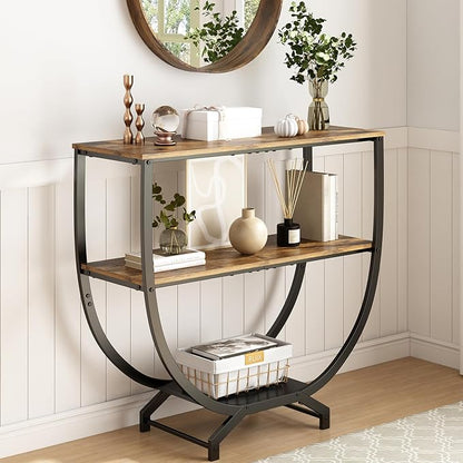 GILLAS 3 Tier Console Tables, Sofa Table Behind Couch, Industrial Entryway by GILLAS