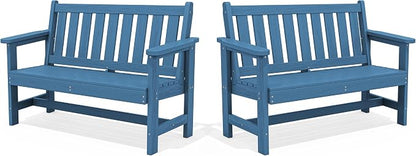 SERWALL HDPE Outdoor Benches Weatherproof, 2-Person Garden Bench by SERWALL