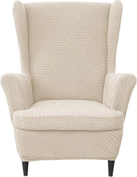 HAOYONG Wing Chair Slipcovers Printed Wingback Chair Covers 2 Pieces Wingback by HAOYONG