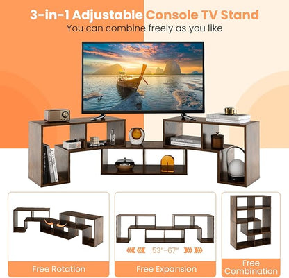 Tangkula 3 Pieces Console TV Stand, Free-Combination Entertainment Center - Image 6