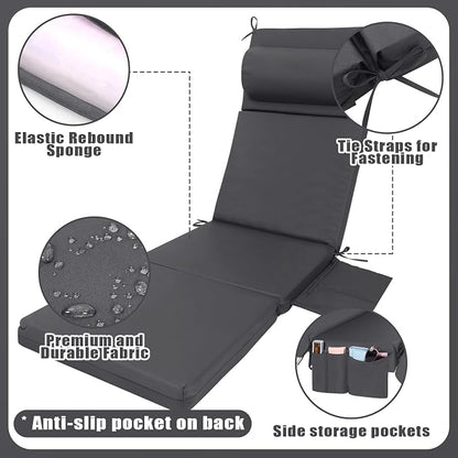 Wenqik 2 Pcs Outdoor Chaise Lounge Cushion - Image 2