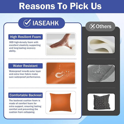 IASEAHK Outdoor Seat Cushion Set, Waterproof & Fade Resistant Patio Chair - Image 6