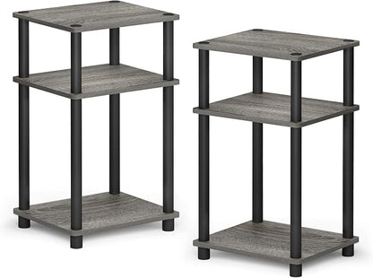 Furinno JUST Side Table Set of 2, 3-Tier Modern End Tables, Open Shelves Night - Image 6