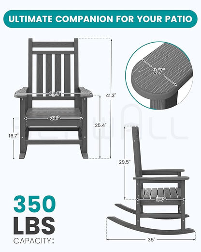 SERWALL HDPE Outdoor Rocking Chair Set of 8, Patio Rocking Chairs - Image 3