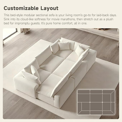 130" Oversized Boneless Cloud Couch, Modular Sectional Couches - Image 10