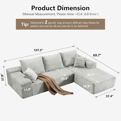 107.5" Cloud Sectional Couch - Image 2