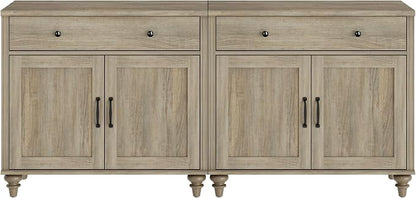 WAMAPT Buffet Cabinet with 4 Doors and 2 Drawers, Large Coffee Bar Table Wood - Image 8