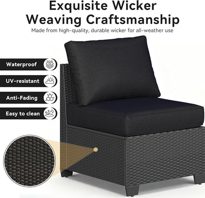 Aoxun Patio Furniture Set, Widen Armrests Wicker Outdoor Sectional - Image 7