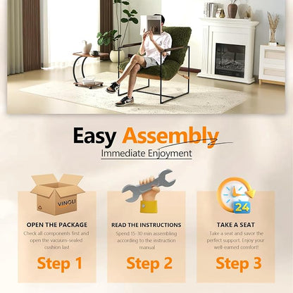 VINGLI 28" Wide Plush Upholstery Sling Modern Accent Chairs Set of 2, Cute - Image 9