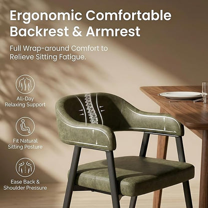 HNY Modern Dining Room Arm Chairs Set of 2, Open-Back Kitchen Side Chairs - Image 4
