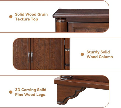 40" Solid Wood Buffet Storage Cabinet, Vintage Console Table - Image 4