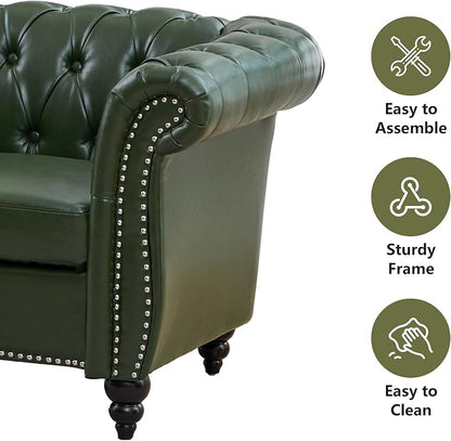 Mid-Century Sofa Chair, Faux Leather Accent Chair - Image 4