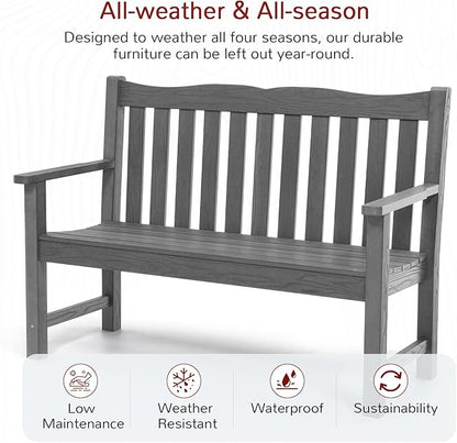 Stoog 3 Piece Outdoor Bench & Outdoor Chairs Set, All-Weather HIPS Patio - Image 4