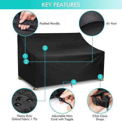 WLEAFJ Patio Sofa Cover Waterproof, 3-Seater Outdoor Sofa Cover, Heavy Duty - Image 3