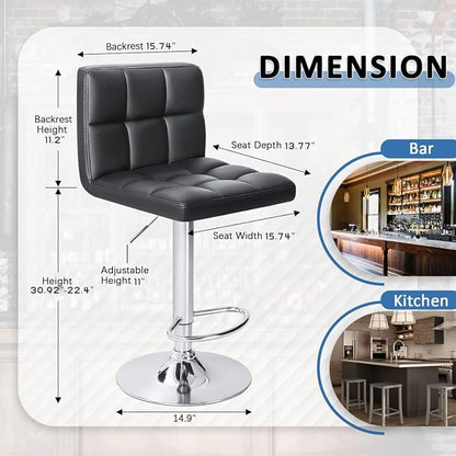 Homall Bar Stools Modern PU Leather Adjustable Swivel Barstools, Armless - Image 3