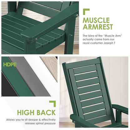 GREENVINES Outdoor Rocking Chairs | Set of 2 | Porch Rocker | HDPE Plastic | - Image 7
