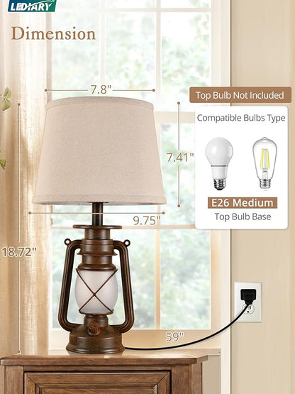 LEDIARY 18.72" LED Vintage Lantern Flickering Flame Table Lamps - Image 5