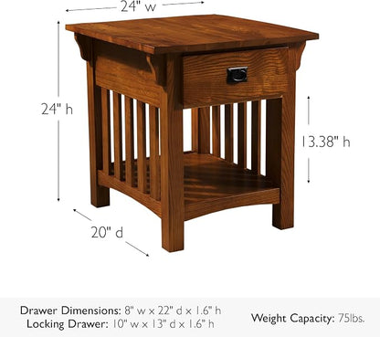 Leick Home Mission End Table, Solid Wood, 1 Storage Drawer, Additional Secret - Image 3