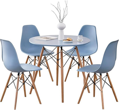 5-Piece Round Dining Table Set, Small 31.5" Kitchen Table Chairs Set of 4 Space by LECAFURHL