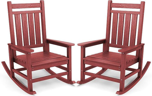 SERWALL Oversized Outdoor Rocking Chair Set of 2, HDPE Rocker by SERWALL