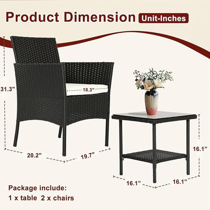 FDW Wicker Outdoor Furniture Patio Furniture Set of 3 Rattan Patio Chairs - Image 7