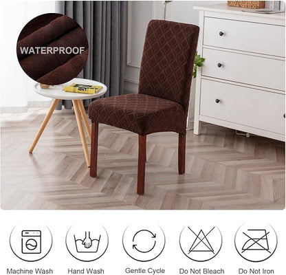 Genina Waterproof Chair Covers for Dining Room, Stretch Jacquard Dining Chair - Image 7