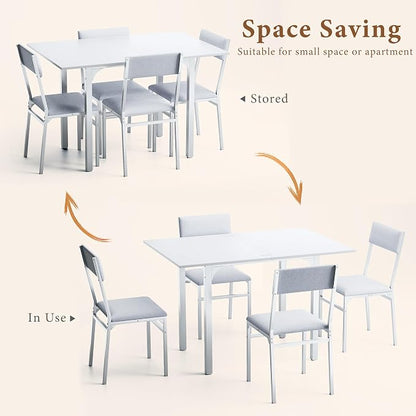 HUAHUU Dining Table Set for 4, Extendable Kitchen Table Cushion Chairs Set of 4 - Image 4