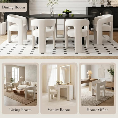 Modern Chenille Dining Chairs Set of 2, Upholstered Barrel Chairs - Image 5