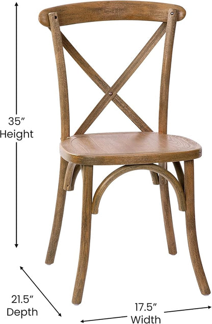 EMMA + OLIVER Hand Scraped Dark Natural X-Back Chair - Image 3