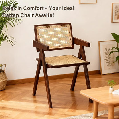 Furlide Rattan Accent Chairs, Modern Mid Century Dining Chairs Set of 2 - Image 5