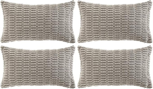 Fancy Homi 4 Packs Grey Decorative Throw Pillow Covers 14x24 Inch by Fancy+Homi