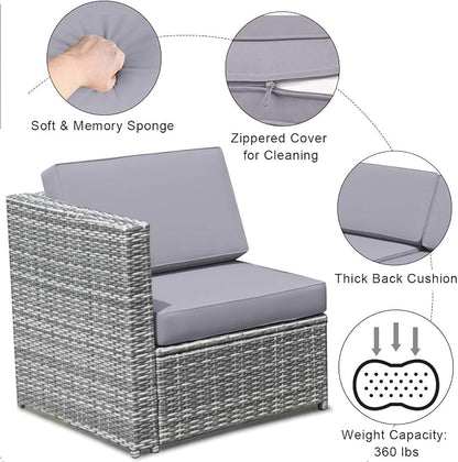 Tangkula 8 PCS Outdoor Patio Furniture Set, Rattan Wicker Sofa Set, Sectional - Image 7
