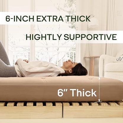 ZonLi Japanese Floor Futon Mattress Twin Size 39"x 75", 100% Cotton Cover 6'' - Image 2