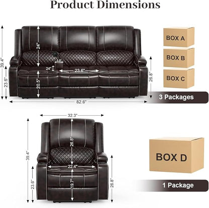 Yolsali 3 Seater Recliner Sofa Set - Image 2