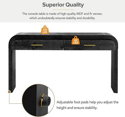 Console Table with 2 Top Drawers, Unique Retro Silhouette Console Table with - Image 7