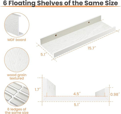 upsimples Floating Shelves for Wall, Wall Shelves for Decor Storage Set of 6 - Image 3