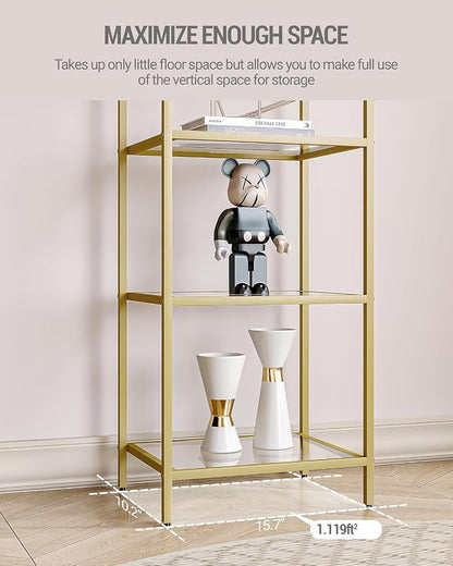 Hzuaneri Bookcase Bookshelf, Tempered Glass Bookshelves, Slim Shelving Unit - Image 6