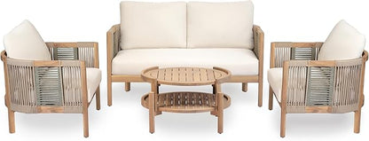 Christopher Knight Home 4-Piece Acacia Wood Patio Furniture Set - Image 3