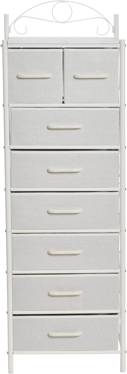 Household Essentials Scandinavian White Iron & Wood Tower Dresser - Image 4