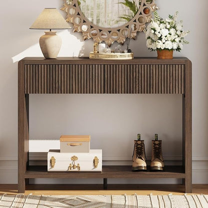 FATORRI Console Entryway Table, Narrow Wooden Sofa Table - Image 2