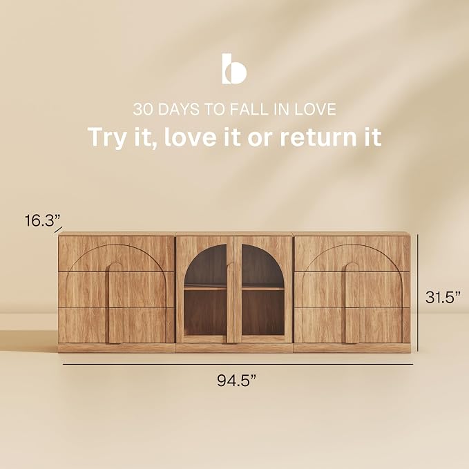 BELLEZE 3-Piece Sideboard Cabinet Set Freely Configurable, Modern Wood Modular - Image 2