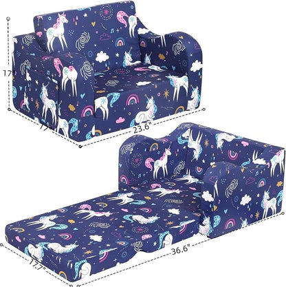 MOMCAYWEX Kids Sofa, 2-in-1 Flip-Out Foam Couch, Foldable Soft Play Lounge Chair - Image 3
