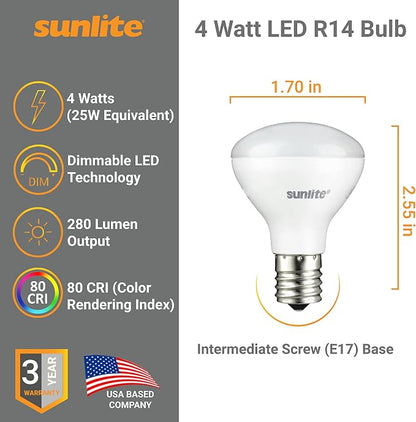 Sunlite LED R14 Mini Flood Light Bulbs, 4 Watts, 280 Lumens, Intermediate Base - Image 2