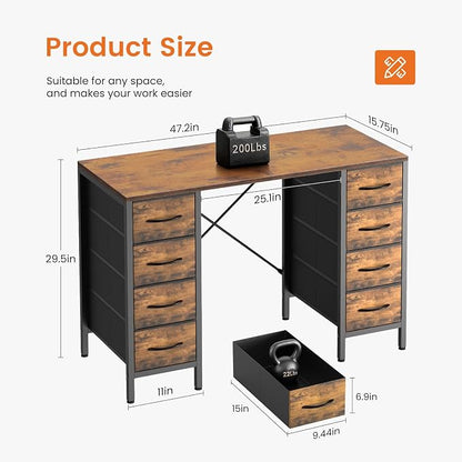 Sweetcrispy Computer Desk with 8 Fabric Drawers - Image 3