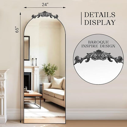 MISSDAY Vintage Baroque Full Length Mirror, Full Metal Frame Stand Up Retro - Image 4