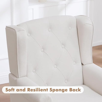 Accent Chair Set of 2, Mid Century Modern Fabric Wingback Chair, Upholstered - Image 6